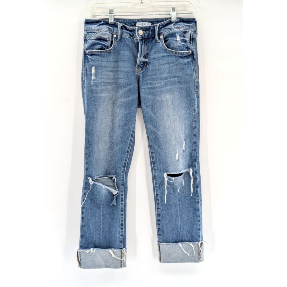 Dear John Blue Straight Leg Jeans Distressed